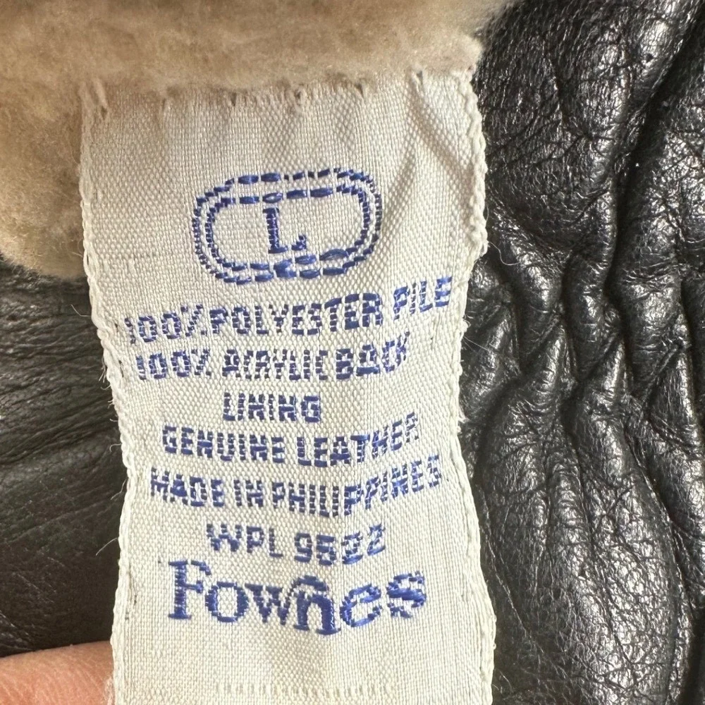 Fownes VTG Women's Black Genuine Leather‎ Lined Gloves Size L Bikercore